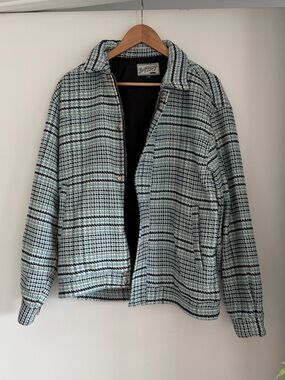 Bogey Boys Plaid Golf Jacket Blue Cream Black Size Large